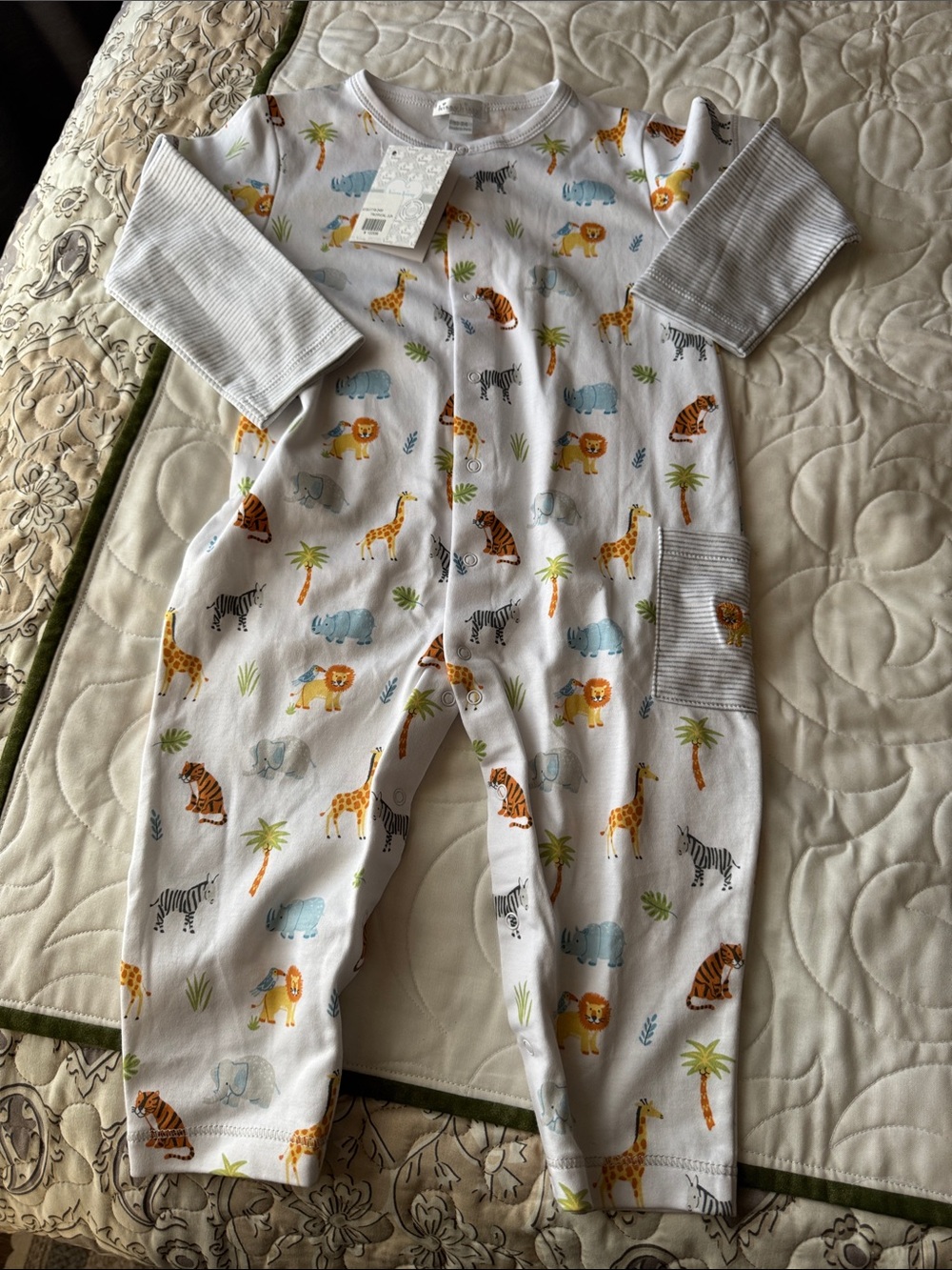 KISSY KISSY Baby One-Piece with Safari Animal Print - White/Multicolor